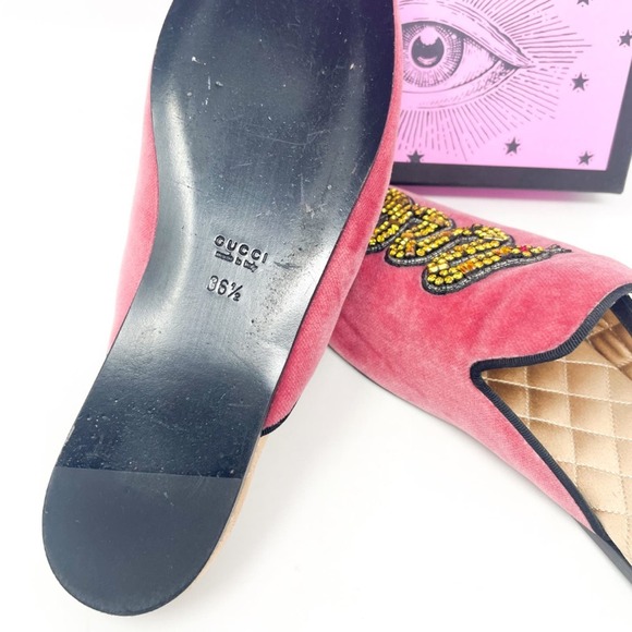 GUCCI Lawrence Velvet Crystal Snake Embroidered Princetown Slippers EU 36.5 - Picture 9 of 9